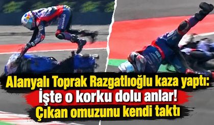 Alanyalı Toprak Razgatlıoğlu kaza yaptı: İşte o korku dolu anlar! Çıkan omuzunu kendi taktı