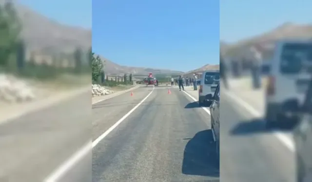 Malatya'da ambulans helikopter kara yoluna inip hasta aldı