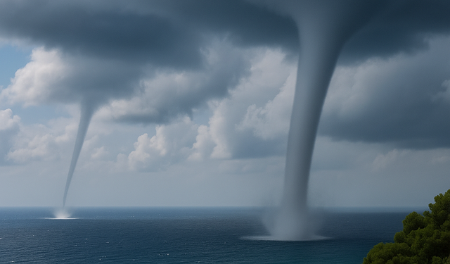 Alanya'da korkutan görüntüler: Ardı ardına hortumlar çıktı