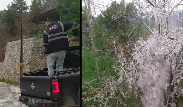 Alanya'da buz şoku! Kırsal kesim buz pistine döndü