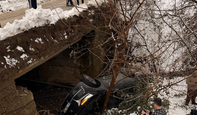 Kontrolden çıkan otomobil dereye düştü