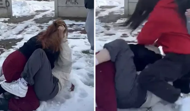 Kız öğrencilerin kavgası kamerada