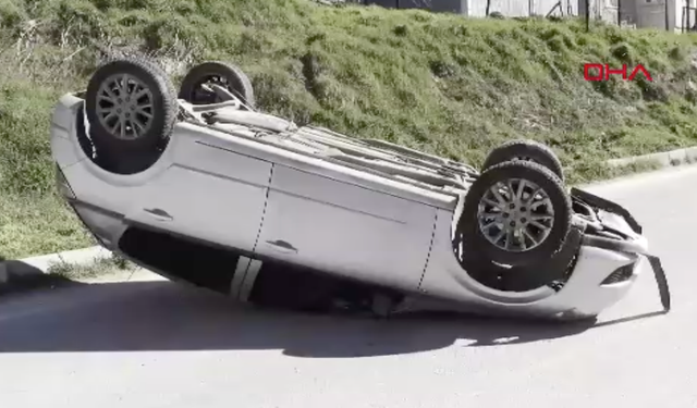 Kontrolden çıkan otomobil takla attı