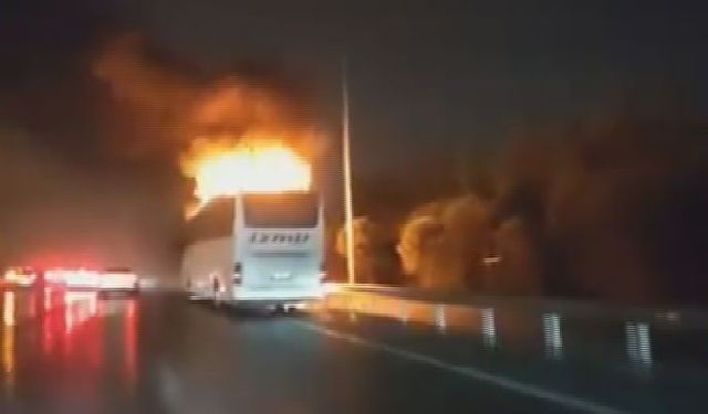 Son dakika - Yolcu otobüsünde yangın çıktı