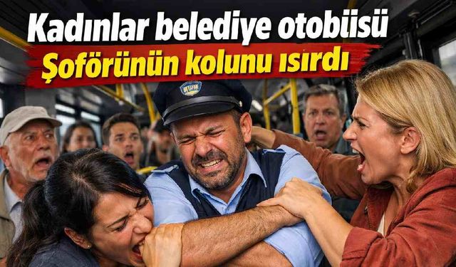 Kadınlar belediye otobüsü şoförünün kolunu ısırdı