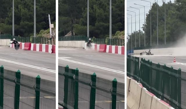 Kepez'deki motodrag şampiyonasında gidon tokatlaması kazası