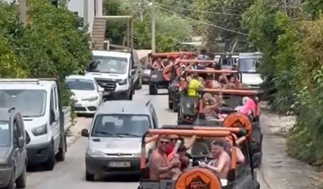 Alanya'da trafiği tehlikeye atan 7 safari aracına ceza