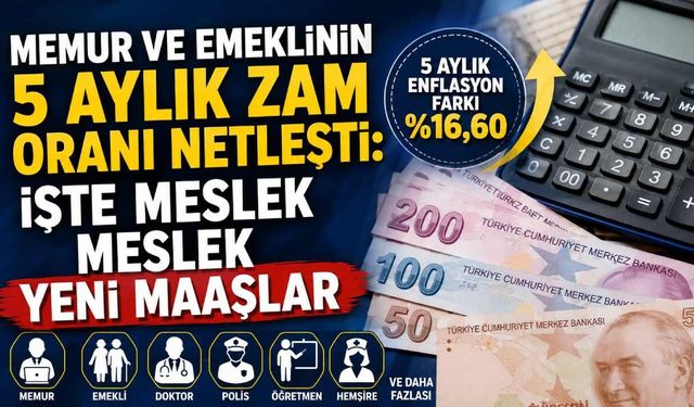 Memur ve emeklinin 5 aylık zam oranı netleşti: İşte meslek meslek yeni maaşlar