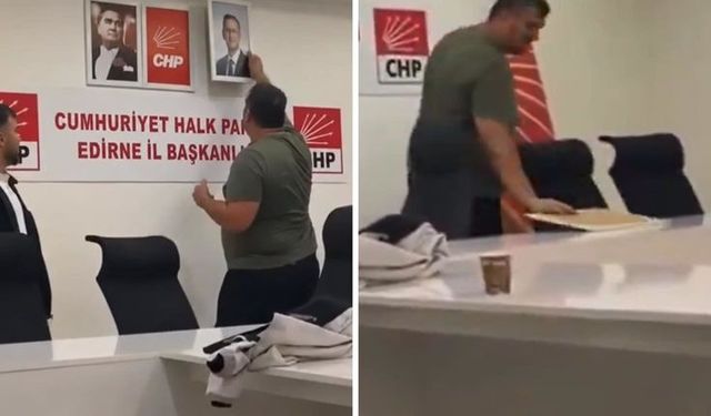 CHP Edirne İl Başkanlığı'nda Özgür Özel'in fotoğrafı duvardan indirildi