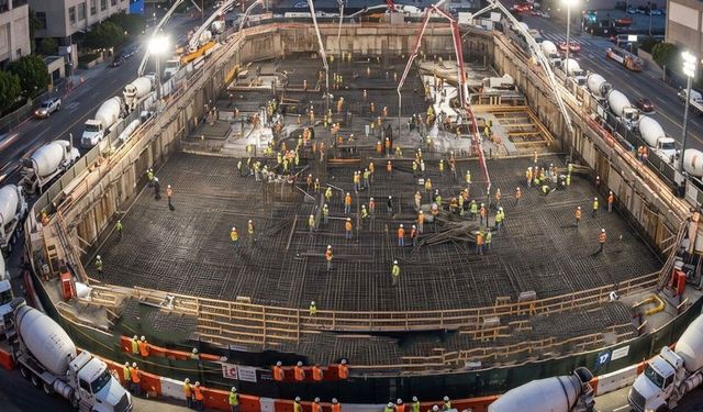 Los Angeles'ta 20 saatlik beton dökümü rekor kırdı