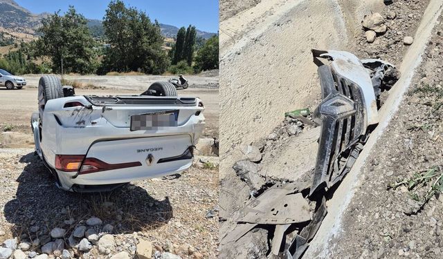 Alanya Karapınar'da kontrolden çıkan araç takla attı