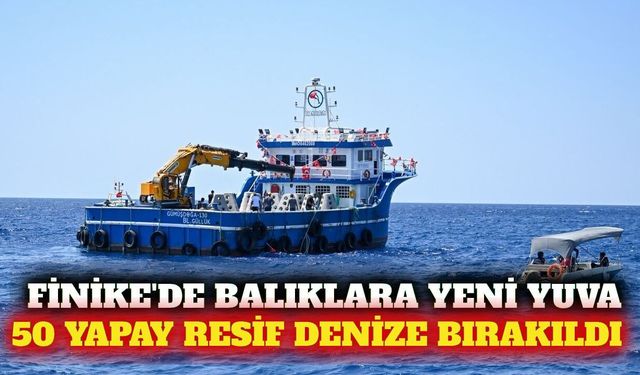 Finike açıklarında 50 yapay resif denize indirildi