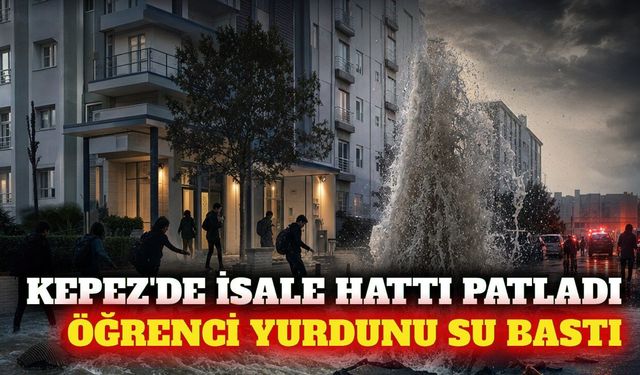 Kepez'de isale hattı patladı: Öğrenci yurdunu su bastı