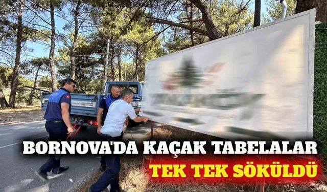 Bornova'da kaçak tabela ve ruhsat denetimi yapıldı