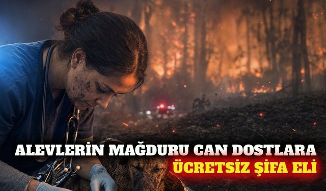 Yangın mağduru hayvanlara ücretsiz veteriner desteği