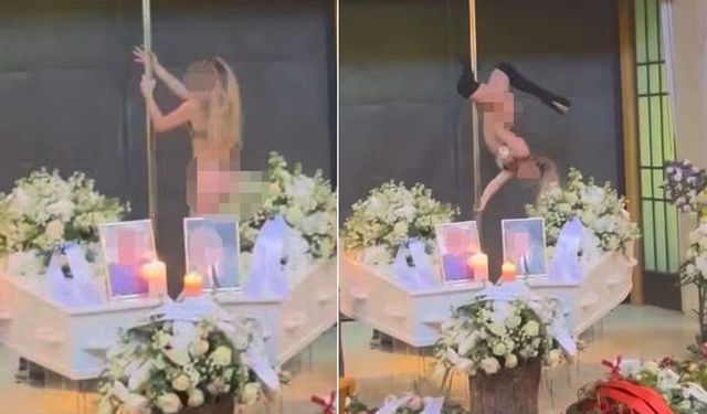 Cenazede çıplak kadından direk dansı