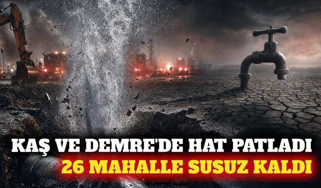 Kaş ve Demre'de ana su hattı patladı: 26 mahalle susuz