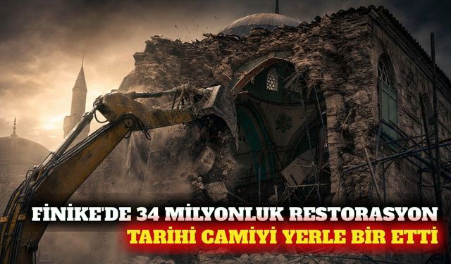 Finike'de 34 milyonluk restorasyonda tarihi cami yıkıldı