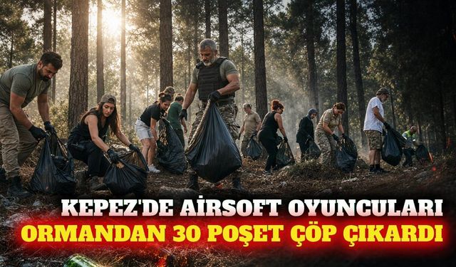 Kepez'de airsoft oyuncuları ormandan 30 poşet çöp çıkardı