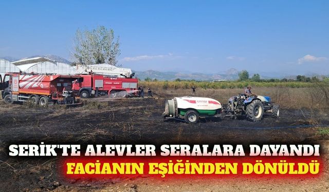 Serik'te otluk yangını seralara sıçramadan söndürüldü