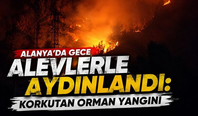 Alanya'da gece alevlerle aydınlandı: Korkutan orman yangını