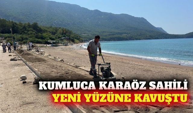 Kumluca Karaöz Sahili'nde kaldırım ve düzenleme tamamlandı