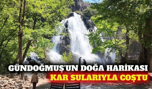 Gündoğmuş'taki Uçansu Şelalesi kar sularıyla coştu