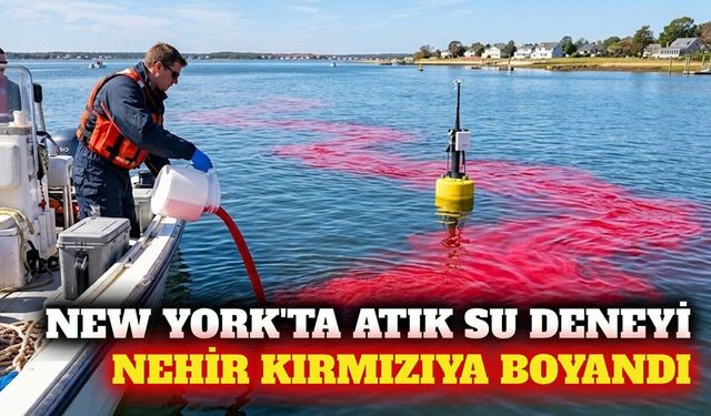 New York'ta atık su takibi için nehir kırmızıya boyandı