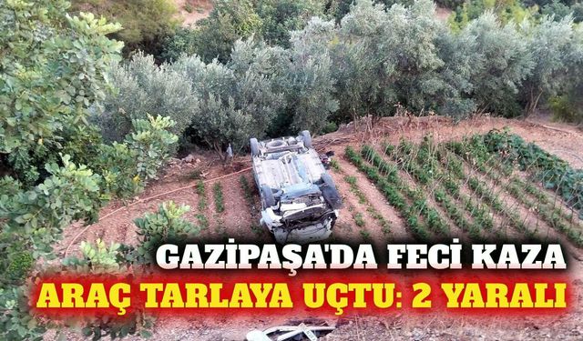 Gazipaşa'da hafif ticari araç tarlaya devrildi: 2 yaralı