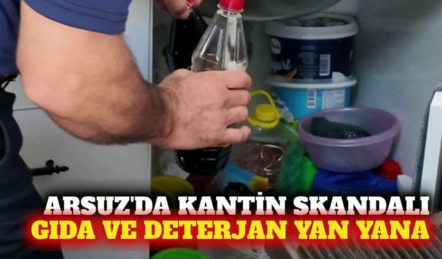 Arsuz'da okul kantininde gıda ve deterjan aynı dolapta