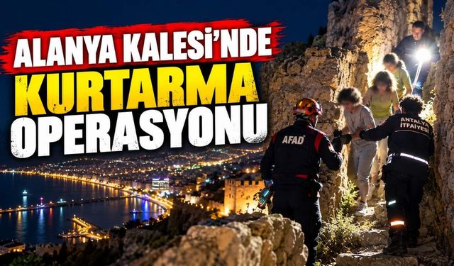 Alanya Kalesi'nde mahsur kalan 3 turist kurtarıldı