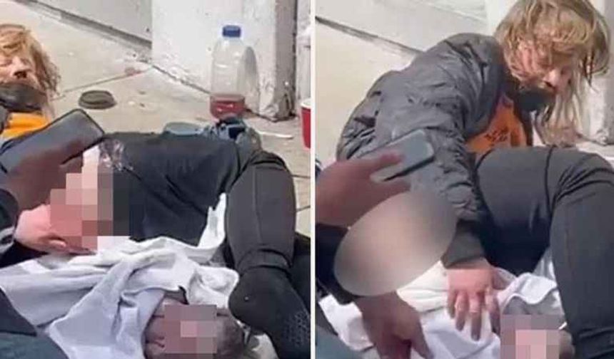Zor anlar... Evsiz kadın kaldırımda doğum yaptı! Annenin yardımına vatandaş koştu