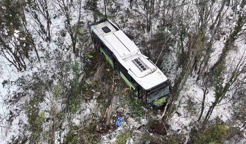Kontrolden çıkan otobüs şarampole devrildi: 12 yaralı