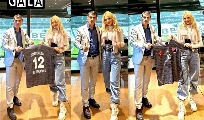 Özgür Subaşı, sunucu Nevide Çiçek’e forma hediye etti