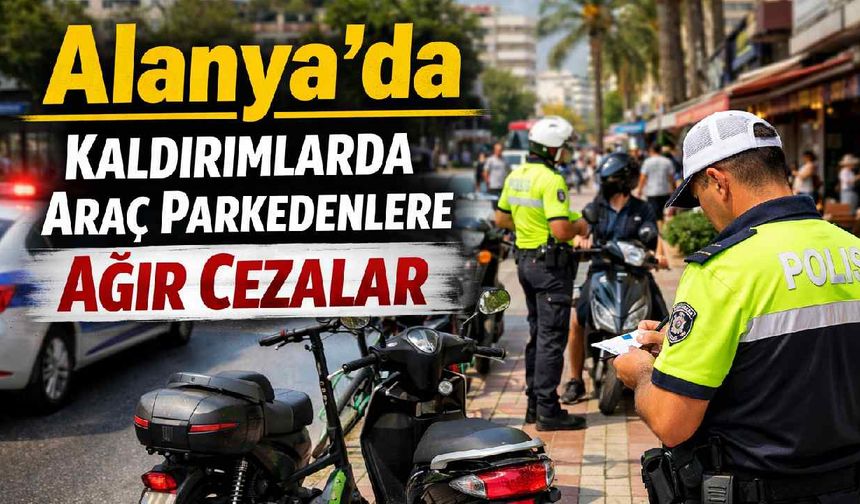 Alanya'da kaldırımlara araç parkedenlere ağır cezalar