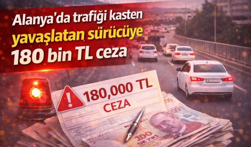 Alanya’da trafiği kasten yavaşlatan sürücüye 180 bin TL ceza