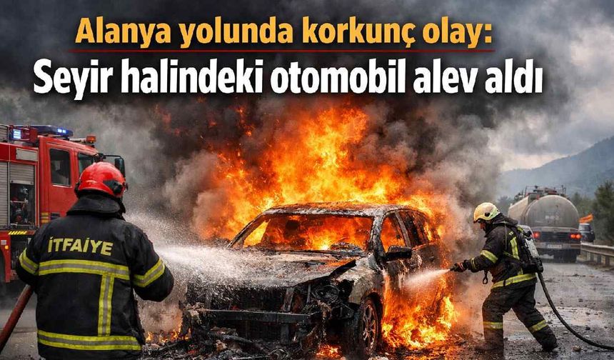 Alanya yolunda korkunç olay: Seyir halindeki otomobil alev aldı