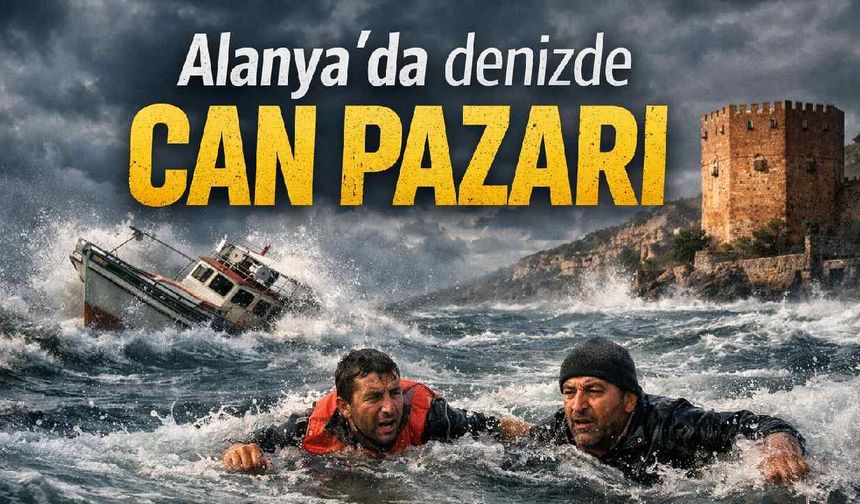 Alanya'da denizde can pazarı: Kızılkule açıklarında alabora olan teknedeki 2 balıkçı yüzerek kurtuldu