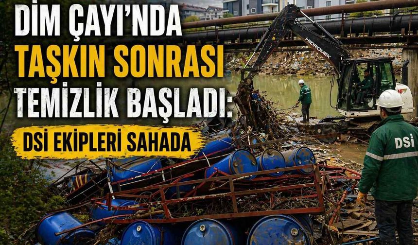 Dim Çayı’nda taşkın sonrasi temizlik başladı: DSİ ekipleri sahada