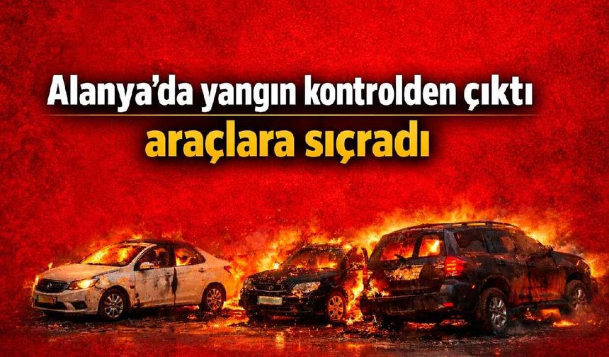 Alanya'da korku dolu anlar: Yangın kontrolden çıktı araçlara sıçradı