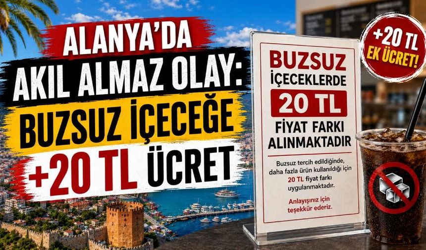 Alanya'da akıl almaz olay: Buzsuz içeceğe +20 TL ücret