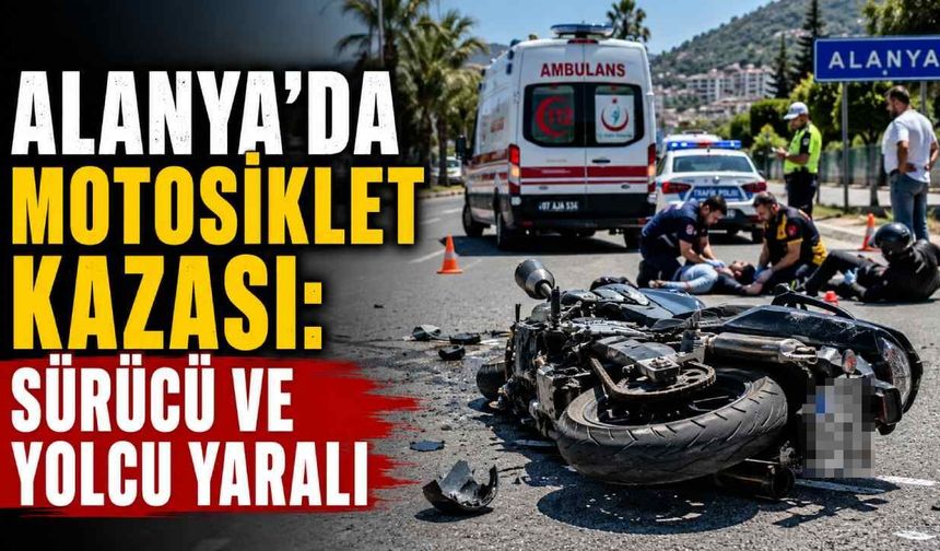 Alanya'da motosiklet kazası: Sürücü ve yolcu yaralı
