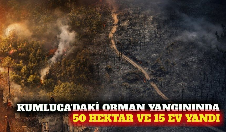 Kumluca yangınında 50 hektar orman ve 15 ev zarar gördü