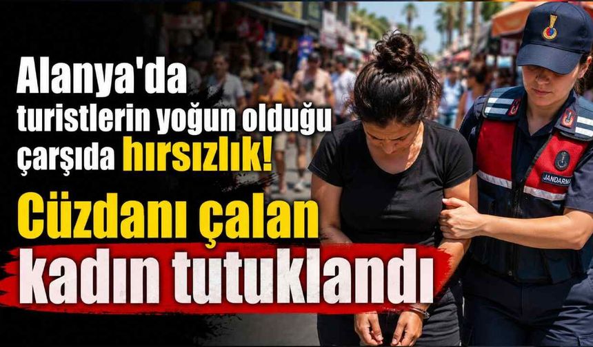 Alanya'da turistlerin yoğun olduğu çarşıda hırsızlık! Cüzdanı çalan kadın tutuklandı