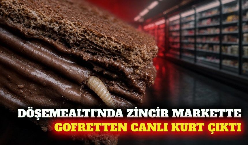 Döşemealtı'nda zincir marketten alınan gofretten kurt çıktı