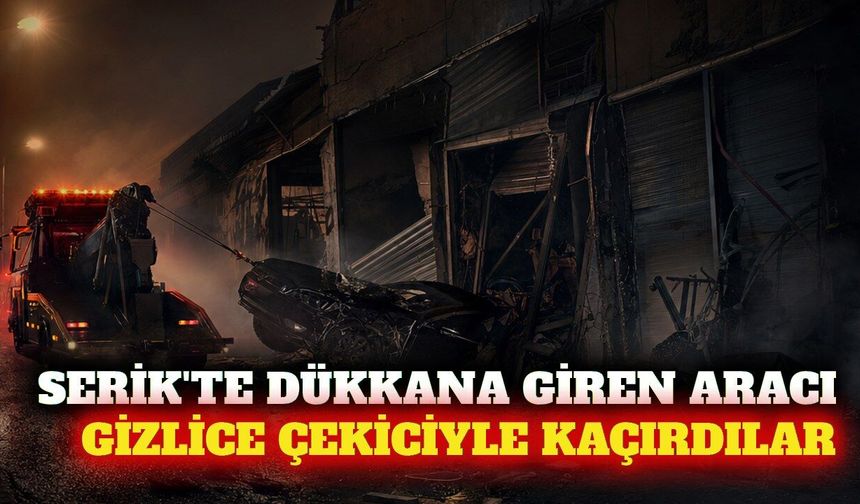Serik'te iş yerine giren aracı gizlice çekiciyle kaçırdılar