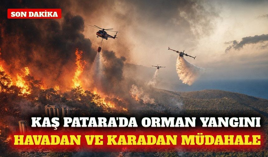 Kaş Patara'da orman yangınına yoğun müdahale