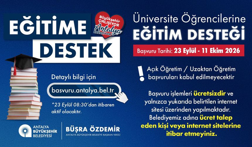 Antalya’da üniversite öğrencilerine 20 bin TL destek: Başvurular başlıyor