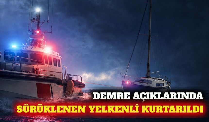 Demre açıklarında sürüklenen teknedeki 2 kişi kurtarıldı