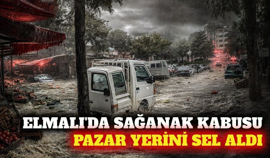 Elmalı'da aniden bastıran sağanak taşkına yol açtı